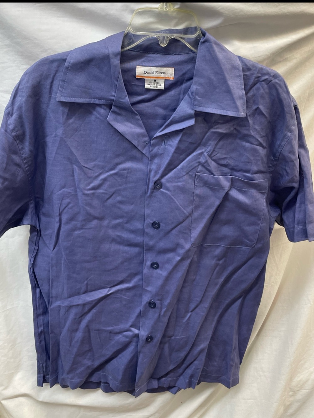 Daniel Ellissa 100% linen Men’s Casual Short-Sleeve Shirt Sz M